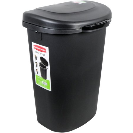 RUBBERMAID 13 gal Black Plastic Touch Top Trash Can 1843024
